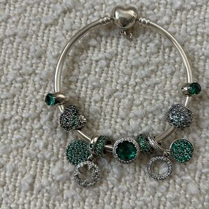 Pandora emerald green good luck bracelet. Perfect gift for May birthdays
